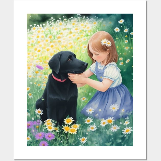 child hanging out with a dog. Wall Art by MeriemBz